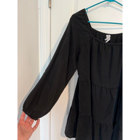 Anthropologie Amadi Verity Size L Tiered Dress Black L/S Boho Peasant Festival - Picture 2 of 7